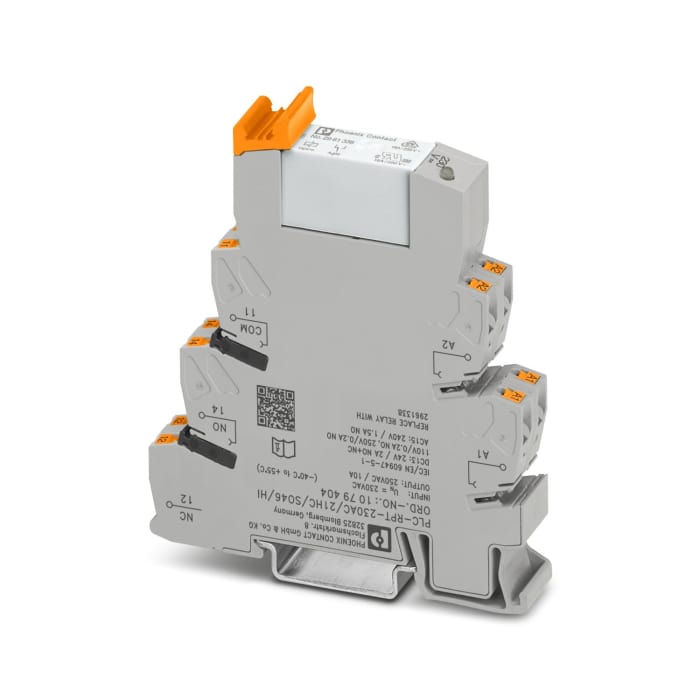 Phoenix Contact PLC-RPT-230AC/21HC/SO46/HI Series Relay Module, DIN Rail Mount, 60V dc Coil, SPDT, 6A Load
