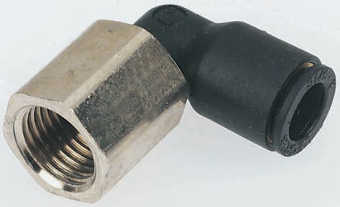 Legris LF3000 Series Elbow Threaded Adaptor, G 1/8 Female to Push In 8 mm, Threaded-to-Tube Connection Style