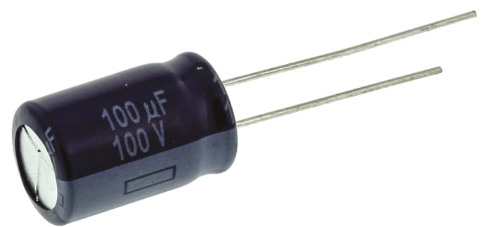 Panasonic 100μF Aluminium Electrolytic Capacitor 100V dc, Radial, Through Hole - ECA2AM101