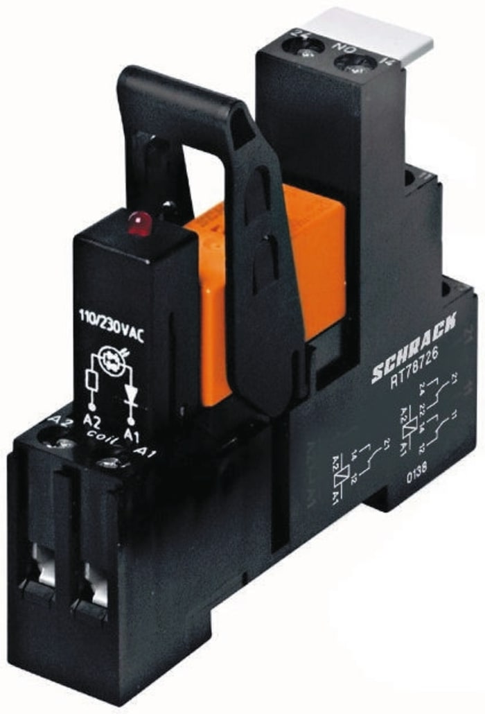 TE Connectivity RT Series Interface Relay, DIN Rail Mount, 115V ac Coil, SPDT, 1-Pole
