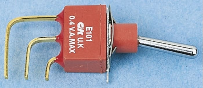 C & K Toggle Switch, PCB Mount, On-(On), SPDT, Through Hole Terminal