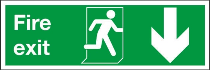 Vinyl Fire Exit Down, Fire Exit, English, Exit Sign