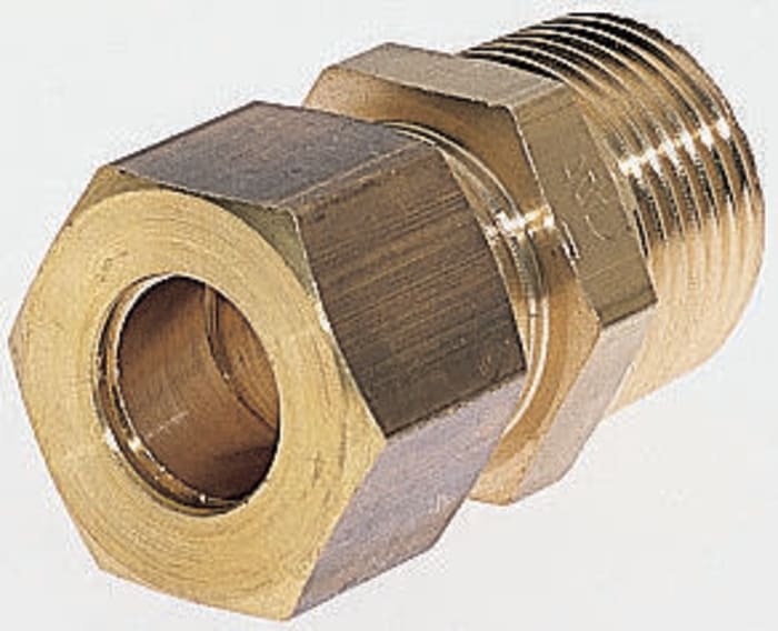 Legris Pneumatic Fitting Brass Pipe Fitting Compression Compression Coupler, Male BSPT 12.7 mm to Female