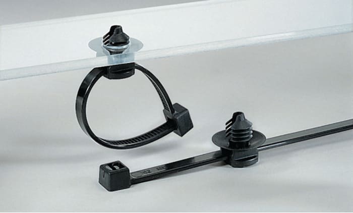 HellermannTyton Cable Tie, Inside Serrated, 202mm x 4.6 mm, Black Polyamide 6.6 (PA66), Pk-100