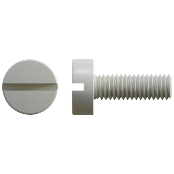 RS PRO Slot Cheese Head Nylon Machine Screws DIN 84 x 6.0mm