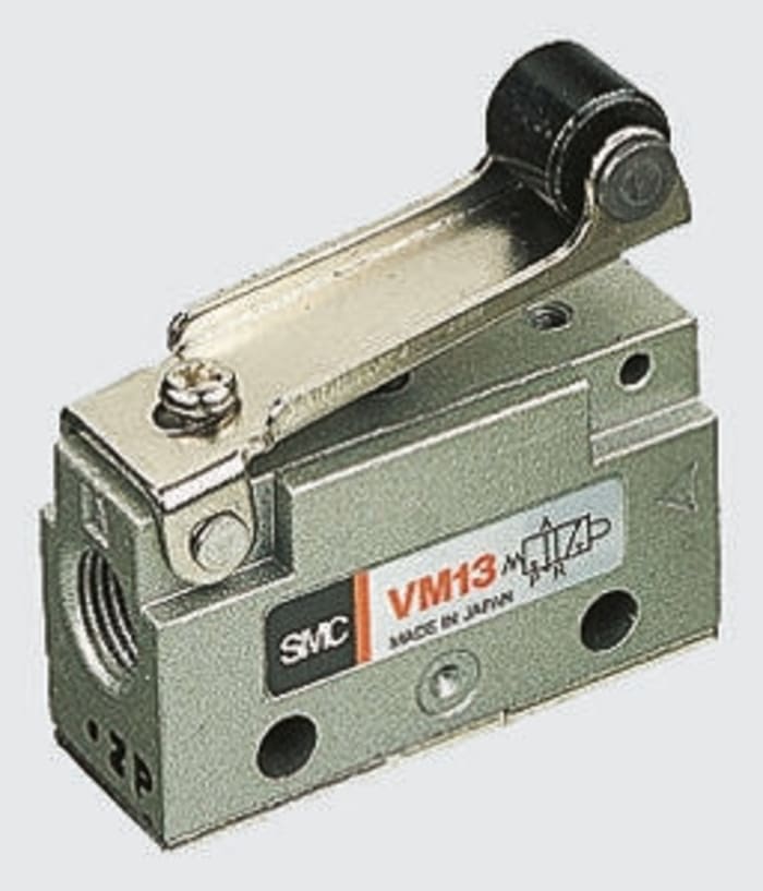 SMC Roller Lever 3/2 Pneumatic Manual Control Valve VM100 Series, G 1/8, 1/8in