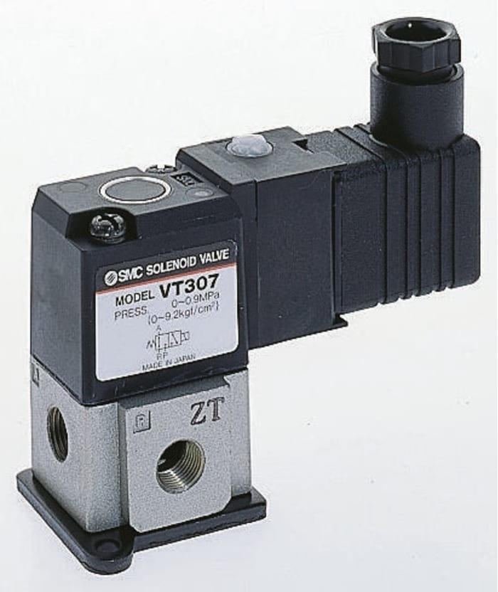 SMC 3/2 Pneumatic Control Valve - Spring/Solenoid G 1/4 VT307 Series 24V dc