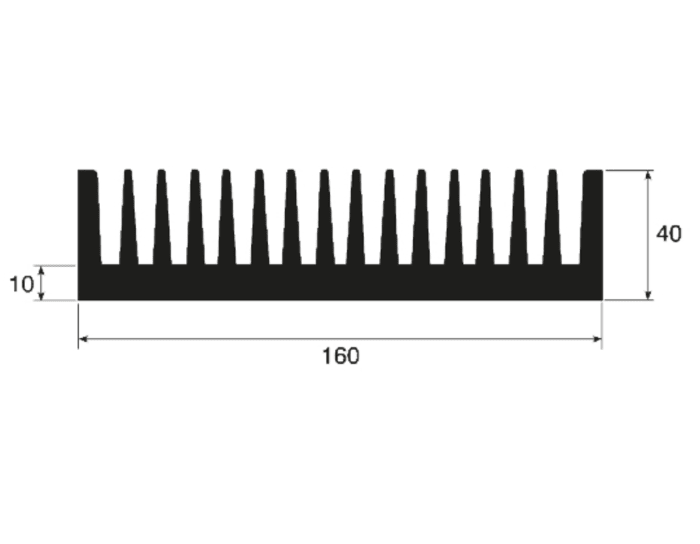 RS PRO Heatsink, Universal Rectangular Alu, 0.65K/W, 150 x 160 x 40mm