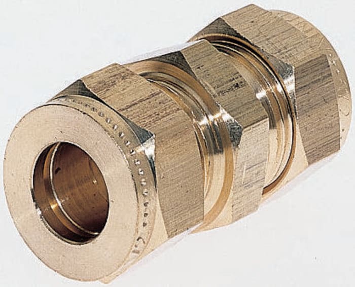 Wade Brass Compression Fitting, Straight Coupler