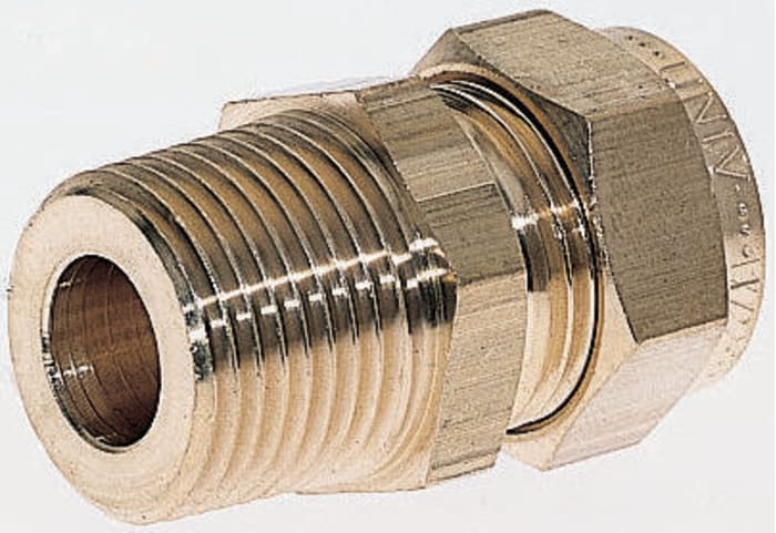 Wade Brass Compression Fitting, Straight Coupler