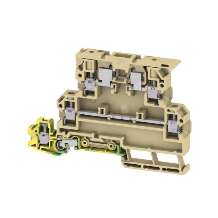 Weidmuller 9528110000 KDKS Series Beige, Yellow, 4mm², Double-Level, Screw Termination, Fused