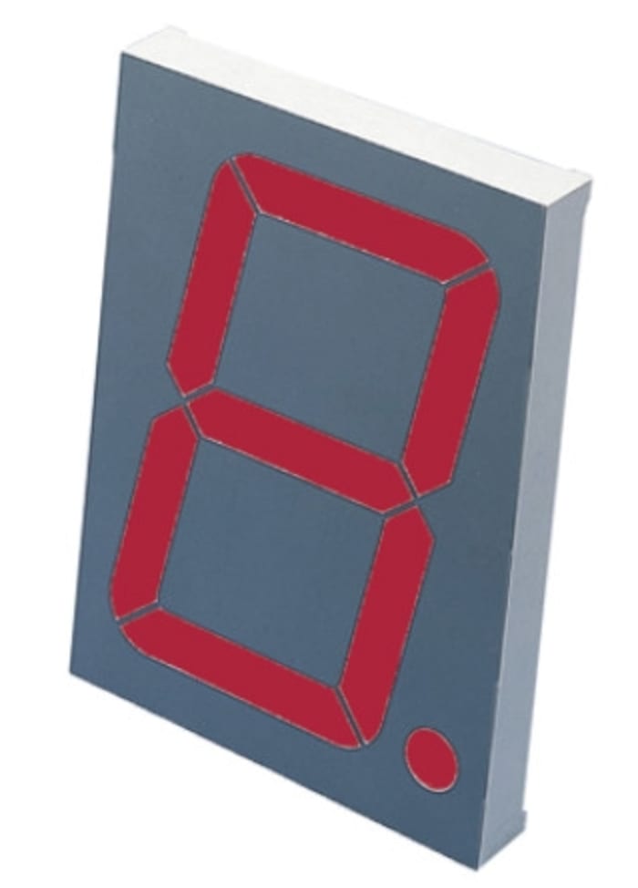 SA40-19SRWA Kingbright 7-Segment LED Display, CA Red 11 mcd RH DP 101mm