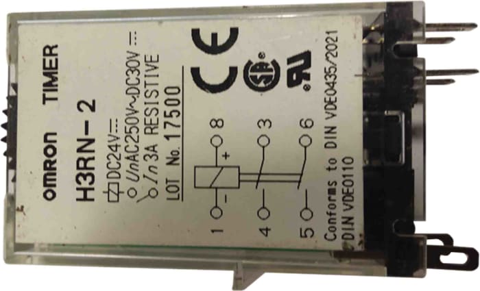 Omron H3RN Series Plug In Timer Relay, 24V dc, 2-Contact, 0.1 min → 10h