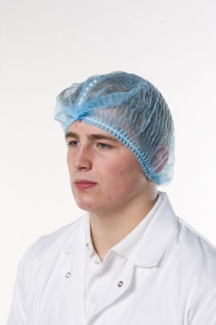 Reldeen Green Disposable Hair Cap for Food Industry Use, 52 cm, Mob Cap Type, Non-Metal Detectable