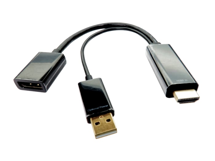 RS PRO Male HDMI to Female DisplayPort  Cable, 1080p, 150mm
