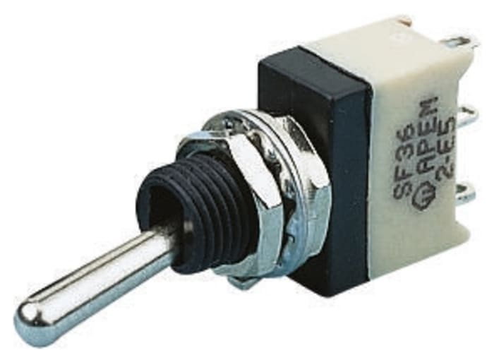 APEM Toggle Switch, Panel Mount, On-On, SPST, Solder Terminal