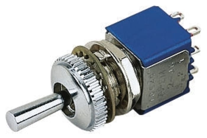 APEM Toggle Switch, Panel Mount, On-Off-On, DPDT, Solder Terminal
