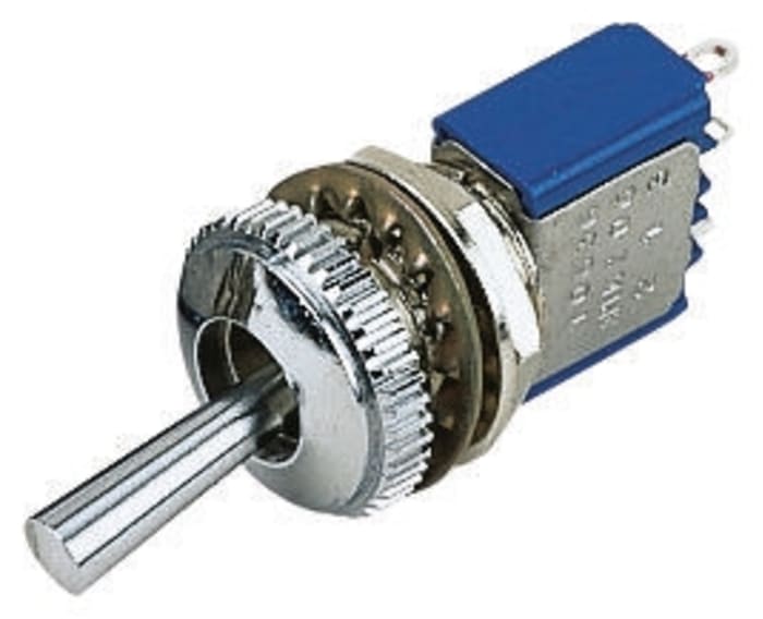 APEM Toggle Switch, Panel Mount, On-Off-(On), SPDT, Solder Terminal, 24V dc