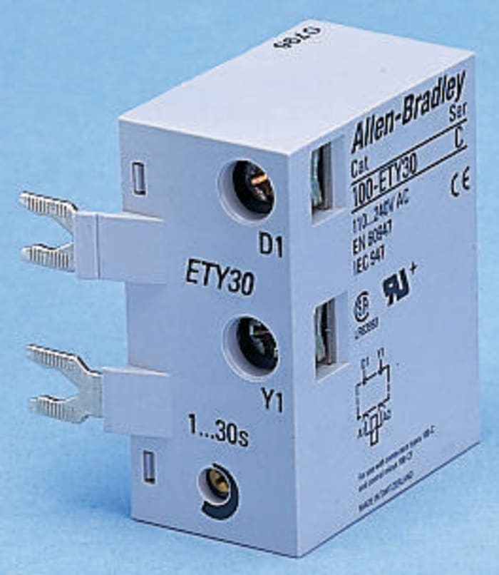 Bulletin 100-C Series Digital (OFF Delay) Contactor Timer, Range 10 → 180s, NO Contacts SPST, 110 → 240 V