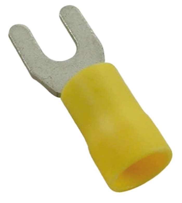 Cosse à fourche à sertir RS PRO Isolé, Jaune 22AWG 0.5mm² 26AWG 0.2mm²