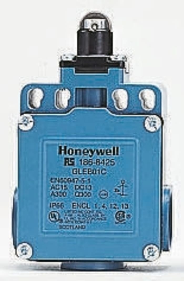 Honeywell GLE Series Plunger Limit Switch, NO/NC, IP67, SPDT, Die Cast Zinc Housing, 50V ac Max, 100mA Max