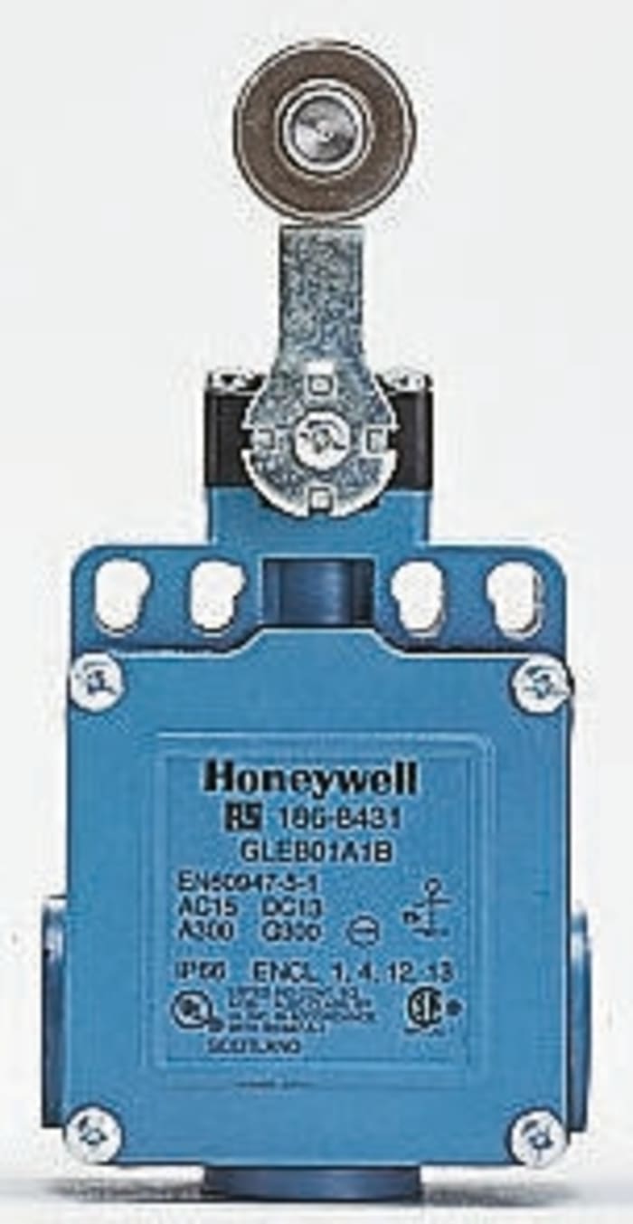 Honeywell GLE Series Roller Lever Limit Switch, NO/NC, IP67, SPDT, Die Cast Zinc Housing, 50V ac Max, 100mA Max