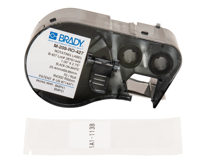 Brady B-427 Black on Black on White, Transparent Label, 25.40 mm Width
