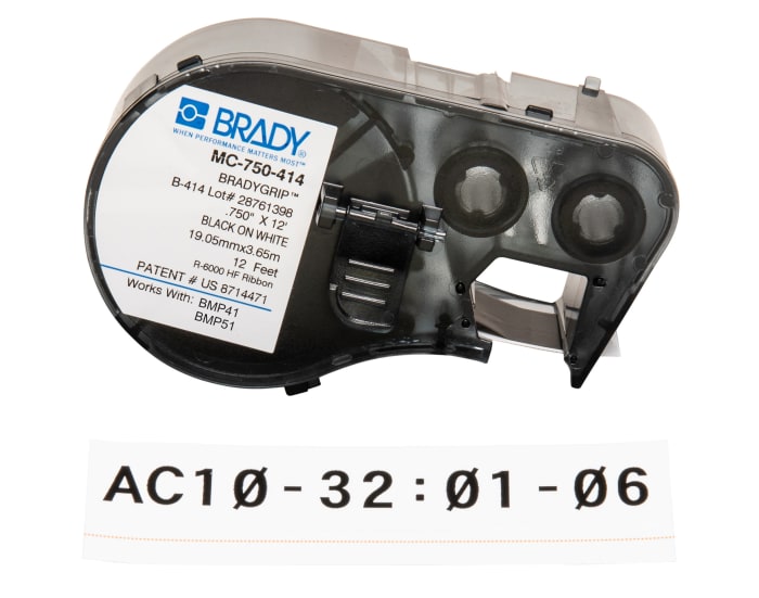 Etiqueta Brady, color Negro sobre fondo Blanco, para usar con BMP41 Label Printer, BMP51 Label Printer