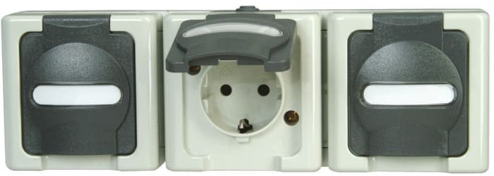 POWER SOCKET 3-WAY GREY