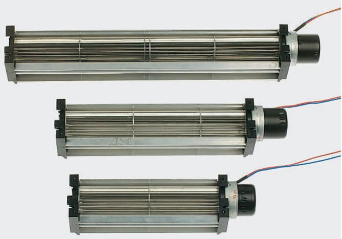 Ventilador centrífugo ebm-papst de 47.5 x 201 x 50mm, alim 24 V dc, salida Open Collector, caudal 75m³/h, 49dB, 4400rpm