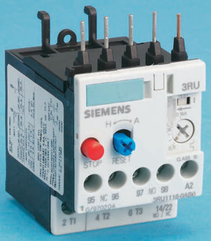 Siemens 3RU Overload Relay NO/NC, 4.5 → 6.3 A F.L.C, 6.3 A Contact Rating, 2.2 kW, 3P, Sirius Classic
