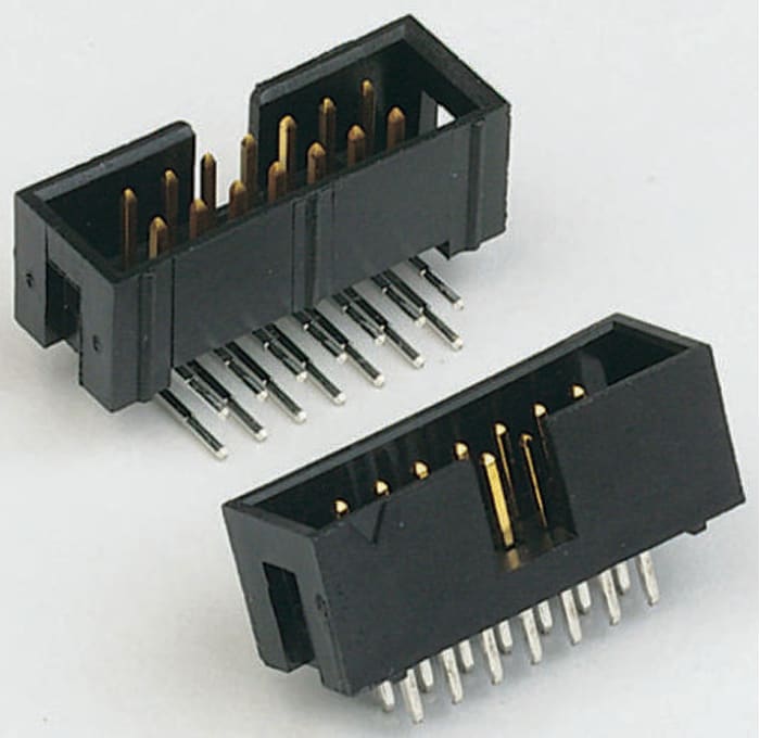 TE Connectivity 2-1634689 Series Right Angle Through Hole PCB Header, 20 Contact(s), 2.54mm Pitch, 2 Row(s)