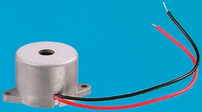 90dB Panel Mount Continuous Piezo Buzzer, 33.34 x 23 x 17mm, 3V dc Min, 16V dc Max