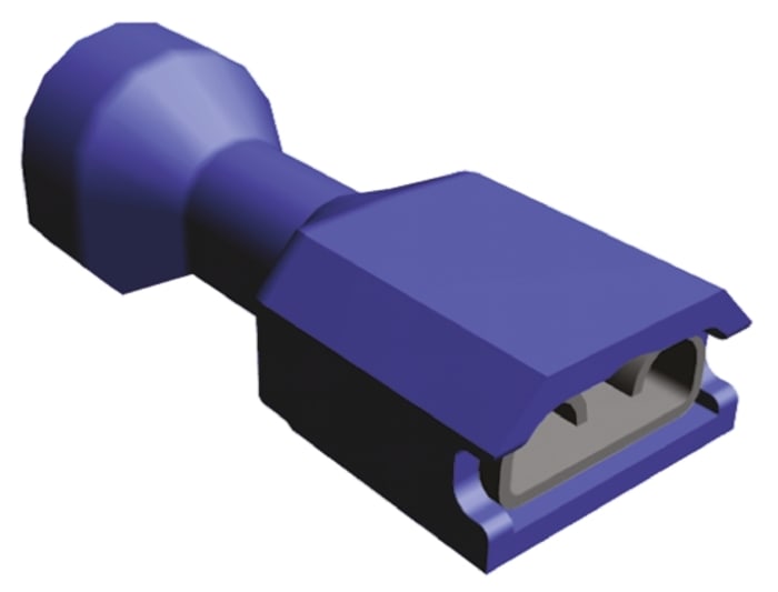 TE Connectivity Ultra-Fast .250 Blue Insulated Female Spade Connector, Receptacle, 6.35 x 0.81mm Tab Size, 1.3mm² to