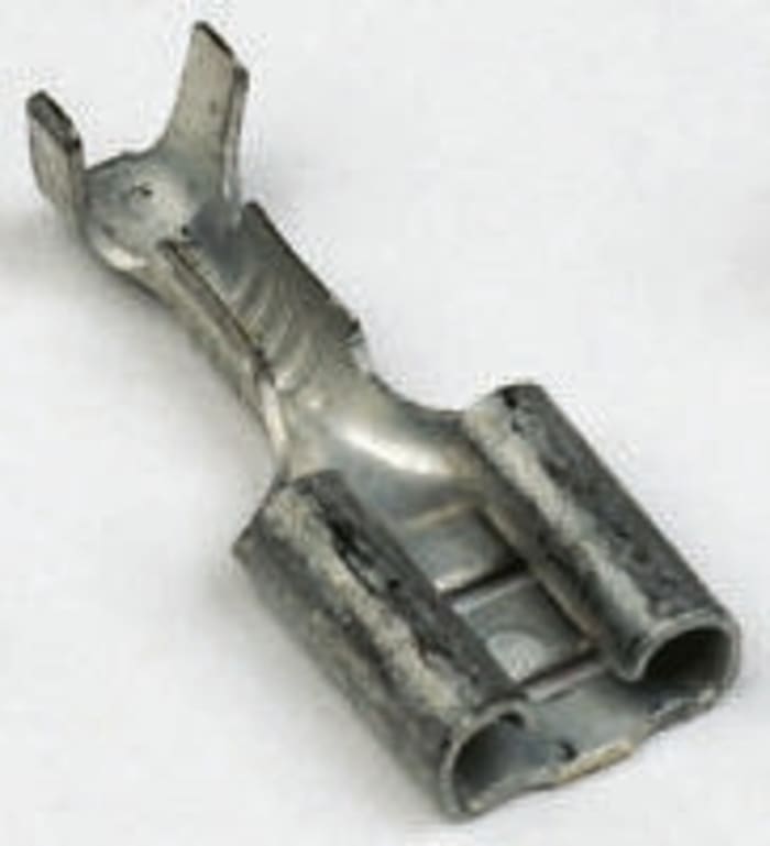 TE Connectivity FASTON .250 Uninsulated Female Spade Connector, Receptacle, 6.35 x 0.8mm Tab Size, 0.5mm² to 2.27mm²