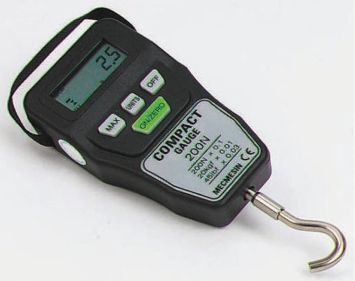 Mecmesin 860-002 Force Gauge 10Hz, Range: 11 lbf, 5 kgf, 50 N, Resolution: 0.004 kgf, 0.005 lbf, 0.04 N