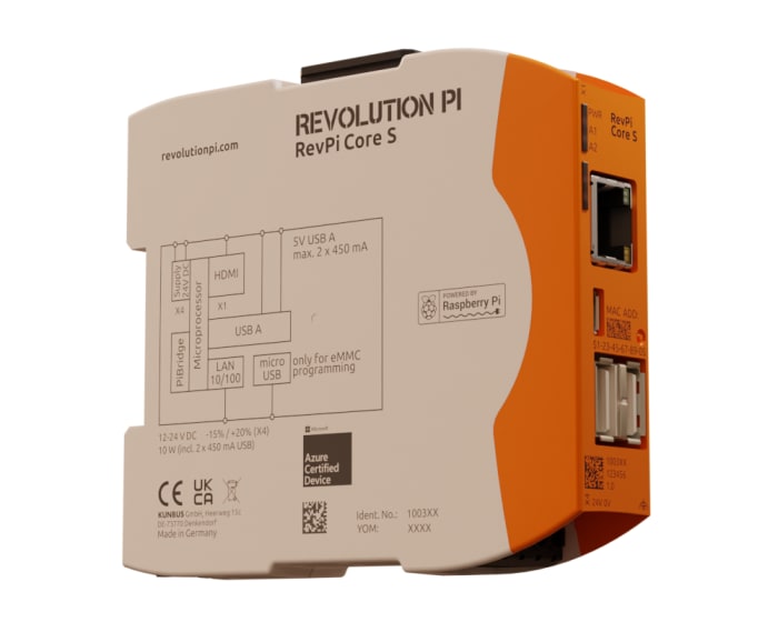 Revolution PI RevPi Core S, Industrial Computer, 10W, 1.5 GHz, 8GB (Flash) / 1GB (RAM), 4 Linux
