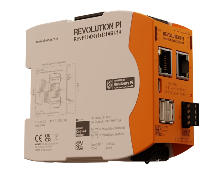 Revolution PI RevPi Connect SE, Industrial Computer, 20W, 1.5 GHz, 32GB (Flash) / 1GB (RAM), 4 Linux