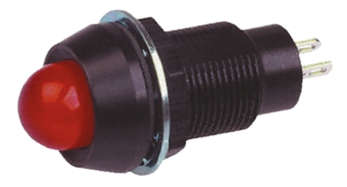 Marl Red Panel Mount Indicator, 12V dc, 12.7mm Mounting Hole Size, Solder Tab Termination, IP67