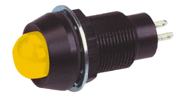 Marl Yellow Panel Mount Indicator, 24V dc, 12.7mm Mounting Hole Size, Solder Tab Termination, IP67