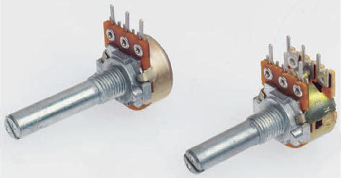 Alps 10kΩ Logarithmic Carbon Film Potentiometer, Panel Mount (Through Hole), RK16312A0BGV