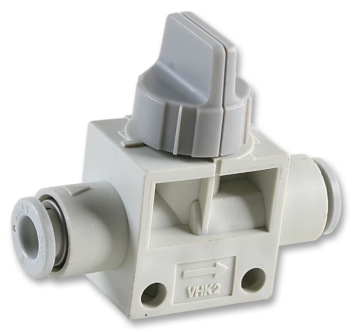 SMC Knob Manual Control Pneumatic Manual Control Valve VHK Series, Push in 8 mm, 1/4in, III B