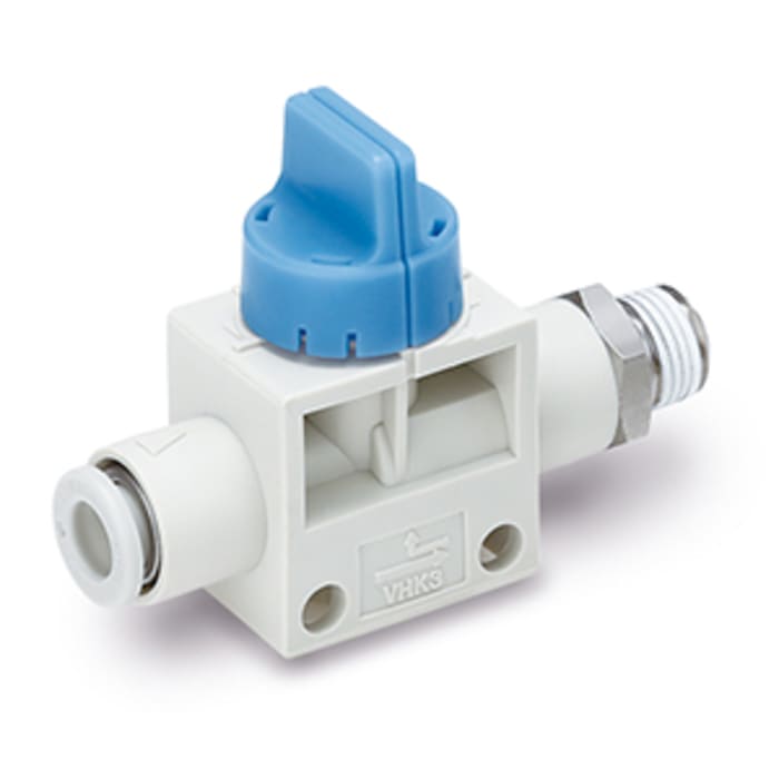 SMC Knob Manual Control Pneumatic Manual Control Valve VHK-A Series, R 1/8, Push In 6 mm, III B