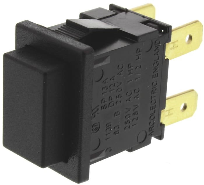 Arcolectric (Bulgin) Ltd 8300 Series Push Button Switch, Latching, Panel Mount, DPDT, 250V ac