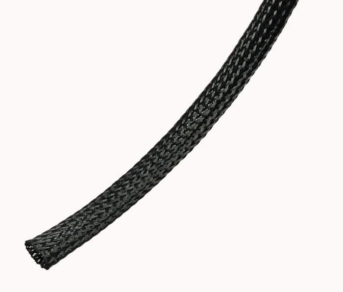 RS PRO Expandable Braided PET Black Cable Sleeve, 10mm Diameter, 100m Length