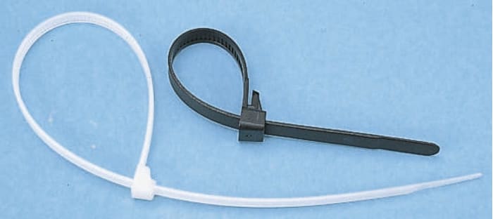HellermannTyton Cable Tie, 200mm x 4.6 mm, Natural Nylon, Pk-100