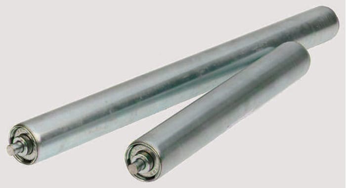 Interroll Round Conveyor Roller 50mm Dia. x 350mm L, Steel, 10mm Spindle, 380mm Overall Length