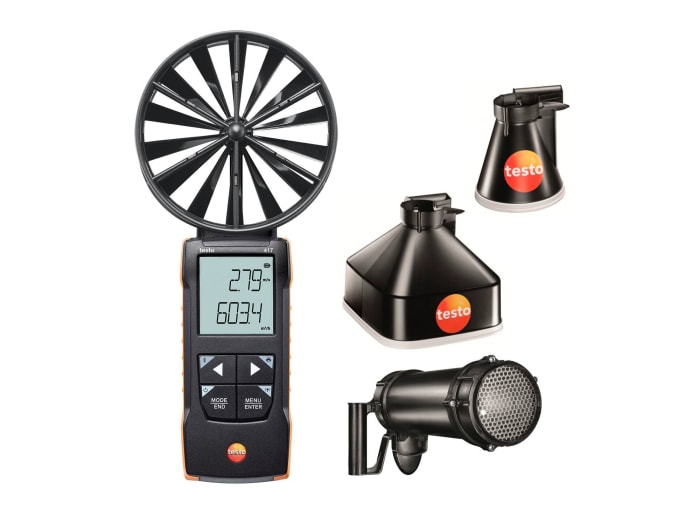 Testo 417 Set 2 Vane Anemometer, 20m/s Max, Measures Air Velocity, Temperature, Volume Flow