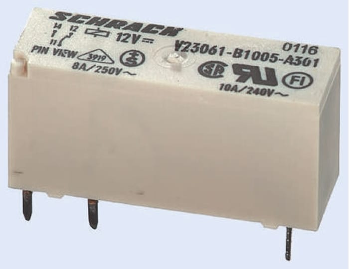 TE Connectivity PCB Mount Power Relay, 24V dc Coil, 8A Switching Current, SPDT