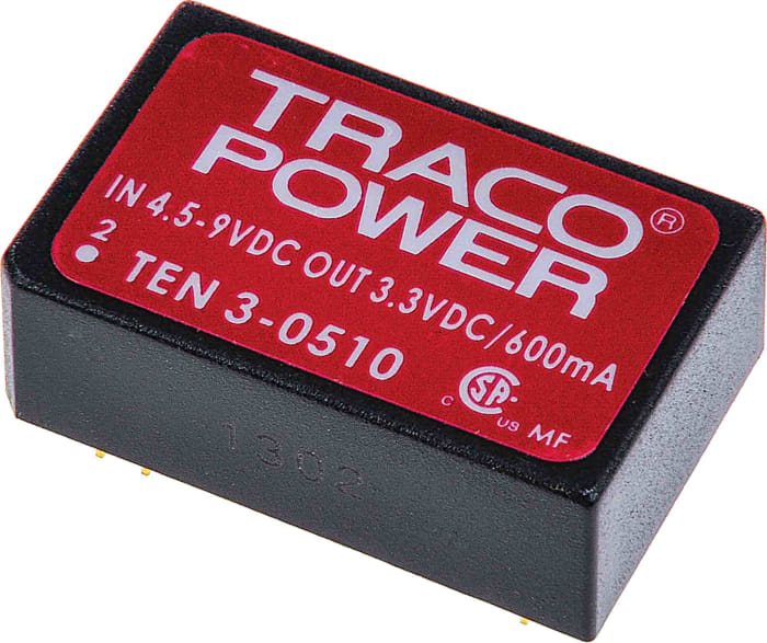 TRACOPOWER TEN 3 DC-DC Converter, ±15V dc/ ±100mA Output, 36 → 72 V dc Input, 3W, Through Hole, +85°C Max Temp